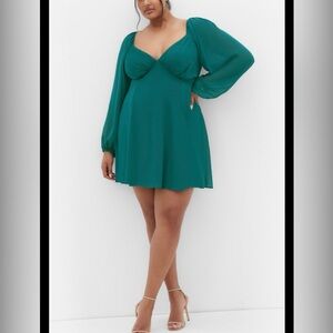 City Chic Teal Flowing Sleeve Dress